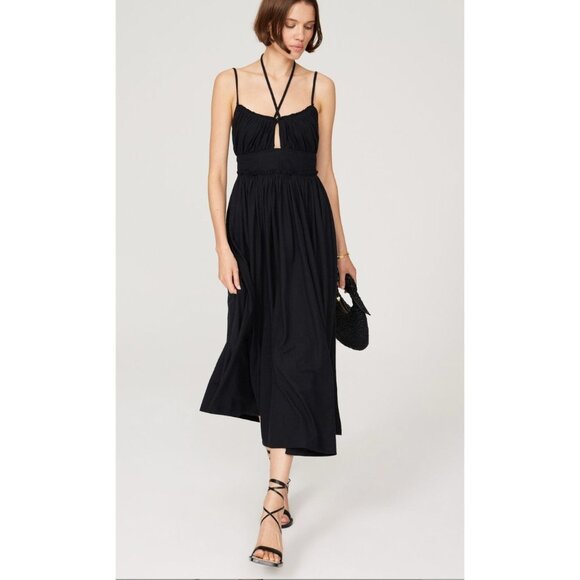 Ulla Johnson Freya Strappy Halter Neck Midi Dress Black Size 6 - Picture 2 of 5